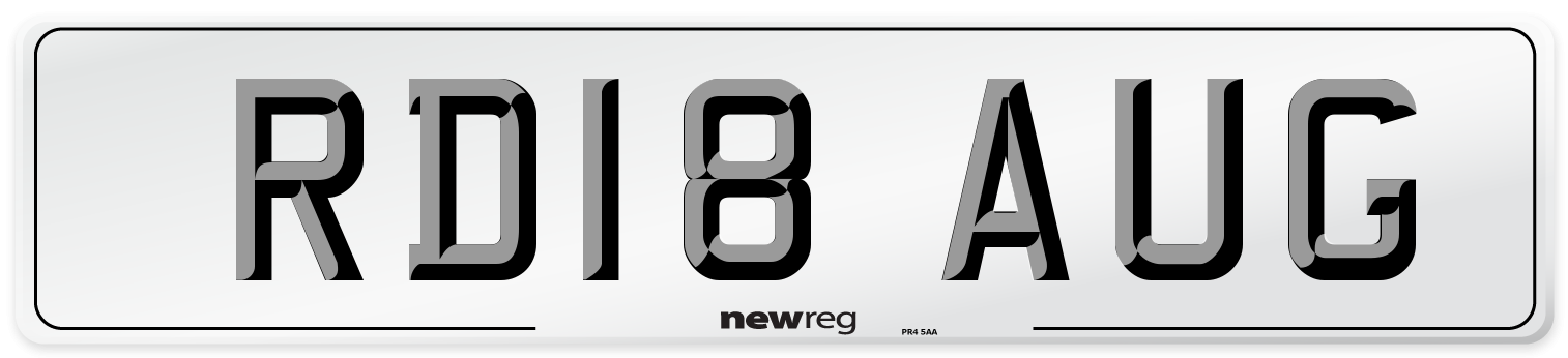 RD18 AUG Number Plate from New Reg